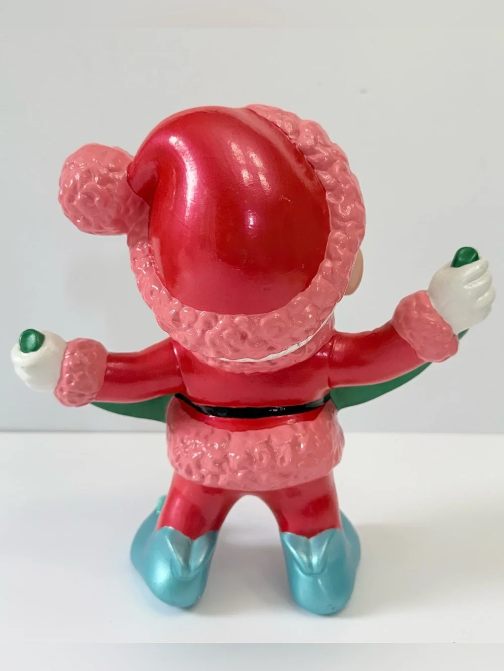 Vintage Atlantic Mold Santa Elf Merry Christmas Pink Turquoise Ceramic 11” Rare